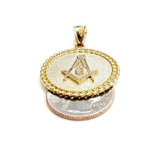 Load image into Gallery viewer, New 10k yellow Gold round Freemason Masonic Pendant 1.18" religious jewelry 5.3g

