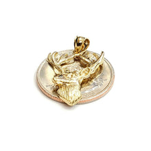 Load image into Gallery viewer, 14k yellow Gold deer buck male head Hunting Pendant charm gift jewelry 2g
