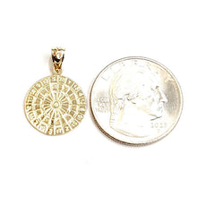 Load image into Gallery viewer, New 14k yellow Gold solid round Dart Board Pendant 0.63" gift fine jewelry 1.6g
