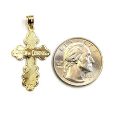 Load image into Gallery viewer, Genuine 14k yellow gold Three Bar Russian Pectoral Orthodox cross pendant 1.9g
