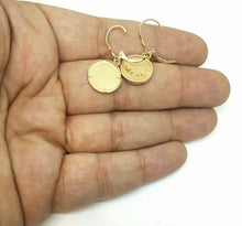 Load image into Gallery viewer, 14k yellow Gold coin Earrings lever Back fine gift jewelry for women 4.3g
