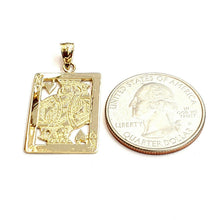 Load image into Gallery viewer, 14k yellow Gold king of heart Pendant playing card gambling fine jewelry 3.2g
