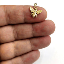 Load image into Gallery viewer, New 14k yellow Gold Tiny solid honey bee Pendant charm gift fine jewelry 1g
