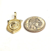 Load image into Gallery viewer, 14k yellow solid Gold lion Leo head face shield Pendant charm fine jewelry 3.7g
