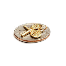 Load image into Gallery viewer, 14k yellow Gold Tiny Tennis Racket Pendant charm sport game fine jewelry 1.5g
