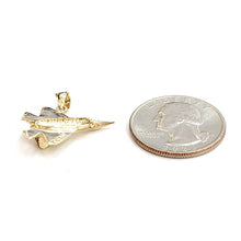 Load image into Gallery viewer, 14k yellow Gold solid 3D F22 Raptor jet pendant charm gift fine jewelry 2.5g
