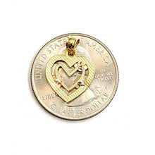 Load image into Gallery viewer, New 14k tri color solid Gold heart flower Pendant charm fine gift jewelry 0.9g

