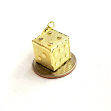 Load image into Gallery viewer, 10k yellow Gold 3D dice Pendant charm gamble Vegas gift sport fine jewelry 6.6g
