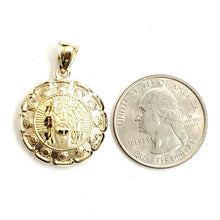 Load image into Gallery viewer, New 10k yellow gold hollow two sided Jesus &amp; virgin Guadalupe pendant 0.88" 3.4g
