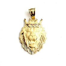 Load image into Gallery viewer, 14k yellow Gold lion head face crown Leo zodiac Pendant charm fine jewelry 4.2g
