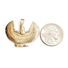 Load image into Gallery viewer, 14k yellow solid Gold Egyptian isis winged goddess Pendant fine jewelry 11.2g
