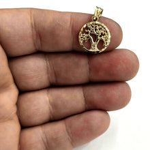 Load image into Gallery viewer, 10k Yellow gold round tree of life lucky pendant charm fine Jewelry gift 1.3g
