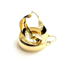 Load image into Gallery viewer, 14k yellow Gold Plain Hoop Earrings Wide Round Shiny fine jewelry for women 6.7g

