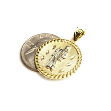 Load image into Gallery viewer, 10k two tone gold round saint Jude San juda pendant charm religious jewelry 3.4g
