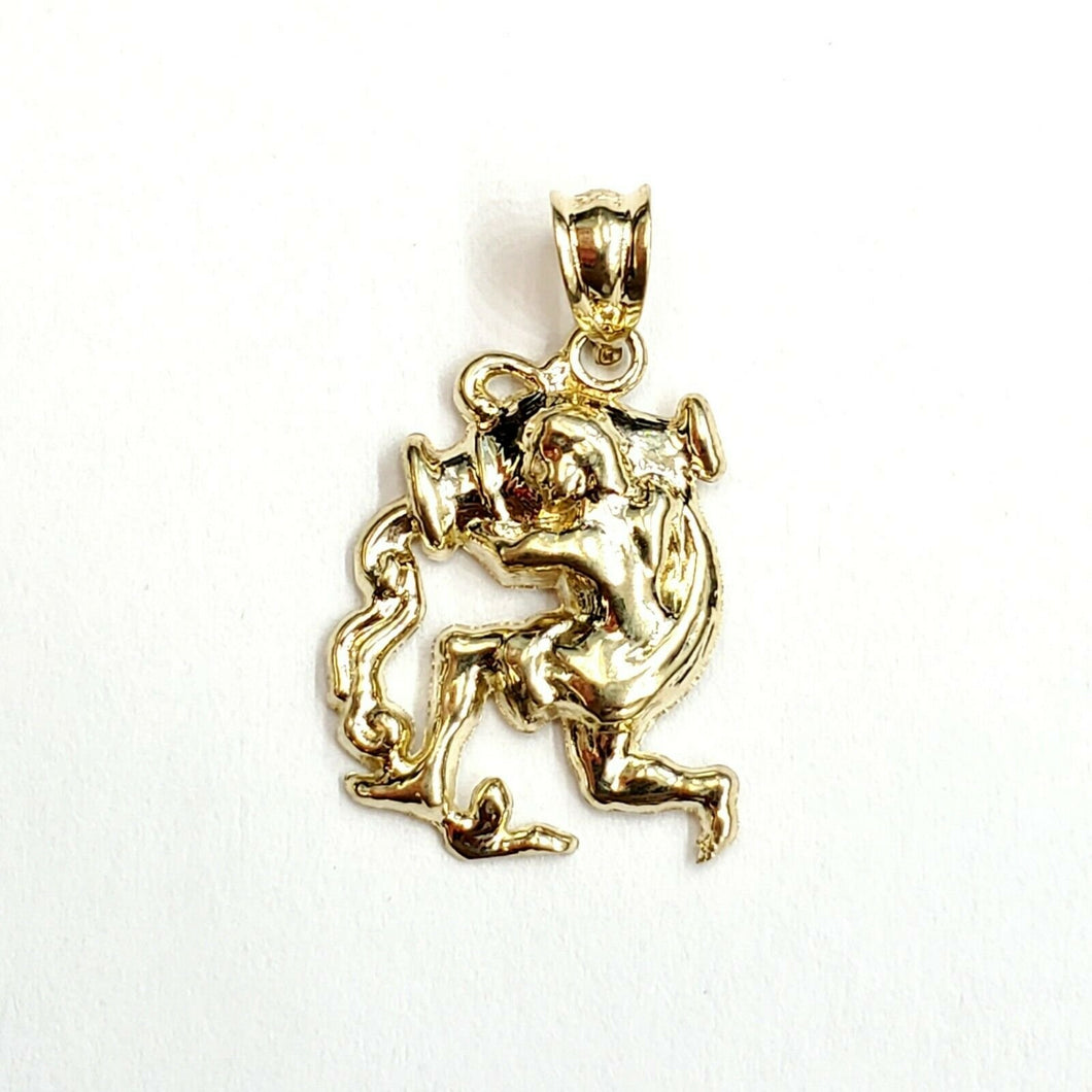 10k yellow solid Gold Aquarius zodiac astrology Pendant charm fine jewelry 1.5g