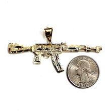 Load image into Gallery viewer, 14k yellow Gold AK-47 machine gun military rifle Pendant charm fine gift 10.1g

