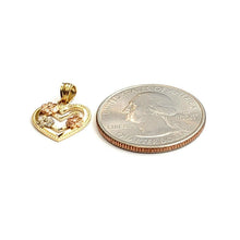 Load image into Gallery viewer, New 14k tri color solid Gold heart flower Pendant charm fine gift jewelry 0.9g
