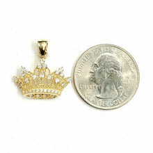 Load image into Gallery viewer, New 14k yellow gold crown pendant cubic zirconia fine gift jewelry for her 1.9g
