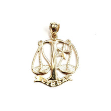Load image into Gallery viewer, New 14k yellow Gold libra zodiac sign scale Pendant charm gift fine jewelry 1.7g
