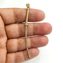 Load image into Gallery viewer, 14k yellow Gold 3D Katana Japanese Samurai sword Martial Art Pendant gift 3.2g
