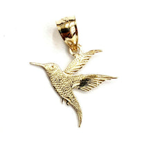 Load image into Gallery viewer, 14k yellow Gold tiny hummingbird Pendant charm fine gift jewelry for her 0.6g
