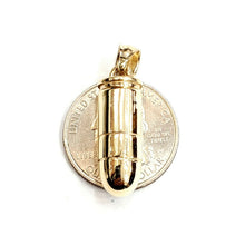 Load image into Gallery viewer, 14k yellow gold 3D bullet pendant charm military gift fine jewelry 9g
