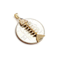 Load image into Gallery viewer, 14k yellow gold fish Bone wiggly movable pendant charm fine jewelry 1.9g
