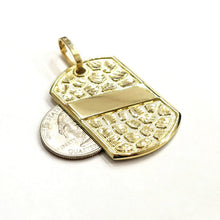 Load image into Gallery viewer, 10k yellow Gold solid men's nugget dog tag Pendant charm fine gift jewelry 8.4g
