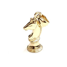 Load image into Gallery viewer, 14k yellow Gold tiny 3D horse chess piece Pendant charm gift fine jewelry 2g
