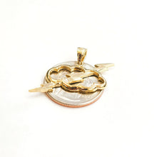 Load image into Gallery viewer, New 14k yellow gold cloud lightning bolt thunder pendant charm fine jewelry 3.1g
