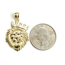 Load image into Gallery viewer, 10k yellow Gold lion head face crown Leo zodiac Pendant charm fine jewelry 2.6g
