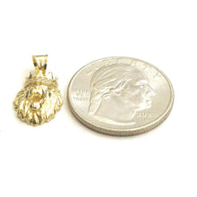 Load image into Gallery viewer, Real 14k yellow Gold tiny lion head face crown Leo zodiac Pendant charm 1.4g

