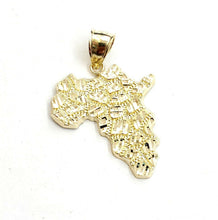 Load image into Gallery viewer, 10k yellow gold nugget Africa continent outline map pendant charm jewelry 3.3g
