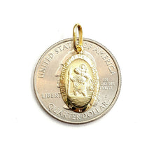 Load image into Gallery viewer, New 14k solid yellow gold oval saint Christopher pendant charm fine jewelry 1.5g
