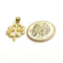 Load image into Gallery viewer, 14k yellow Gold Solid clover leaf heart lucky Pendant charm fine jewelry 2.6g
