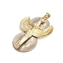 Load image into Gallery viewer, 14k yellow solid Gold Egyptian isis winged goddess Pendant fine jewelry 10.6g
