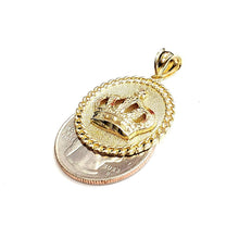 Load image into Gallery viewer, 10k yellow gold round crown pendant charm gift fine jewelry necklace 0.97" 4.2g
