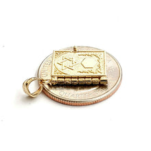 Load image into Gallery viewer, 14k yellow gold ten commandments book star of David Chay Jewish pendant 4.1g
