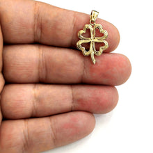 Load image into Gallery viewer, 14k yellow Gold Solid clover leaf heart lucky Pendant charm fine jewelry 2.6g
