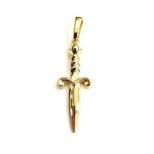Load image into Gallery viewer, New 14k yellow Gold dagger knife 3D Pendant charm Unisex Gift fine jewelry 2.3g
