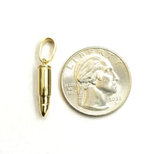 Load image into Gallery viewer, New 14k yellow gold 3D bullet pendant charm military gift fine jewelry 2g
