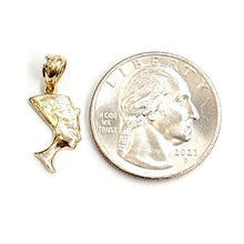 Load image into Gallery viewer, New 14k yellow Gold Tiny Egyptian Nefertiti head queen Pendant fine jewelry 1.2g
