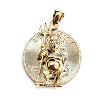 Load image into Gallery viewer, New 14k yellow Gold solid Devil Pitchfork Pendant charm Gift fine jewelry 3.3g
