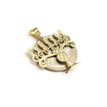 Load image into Gallery viewer, Real 14k yellow gold Menorah star of David Jewish Israel pendant religious 2.6g
