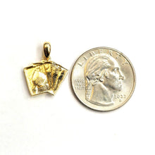 Load image into Gallery viewer, New 14k yellow solid Gold 4 Aces playing cards Pendant charm casino jewelry 1.8g

