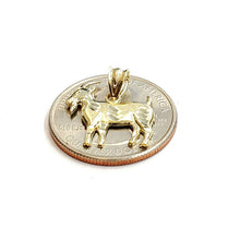 Load image into Gallery viewer, New 10k yellow Gold tiny Goat Pendant charm diamond cut animal fine jewelry 0.9g
