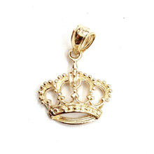 Load image into Gallery viewer, New 14k yellow Gold Tiny Queen Crown Tiara Pendant charm gift fine jewelry 1.4g
