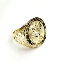 Load image into Gallery viewer, 10k yellow gold the world is yours map globe men's Ring diamond cut Size 11.5
