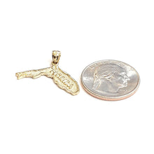 Load image into Gallery viewer, New 14k yellow gold Florida outline map pendant charm gift fine jewelry 2g

