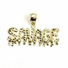 Load image into Gallery viewer, New 10k yellow Gold Savage Name Pendant charm diamond cut fine gift jewelry 5.8g
